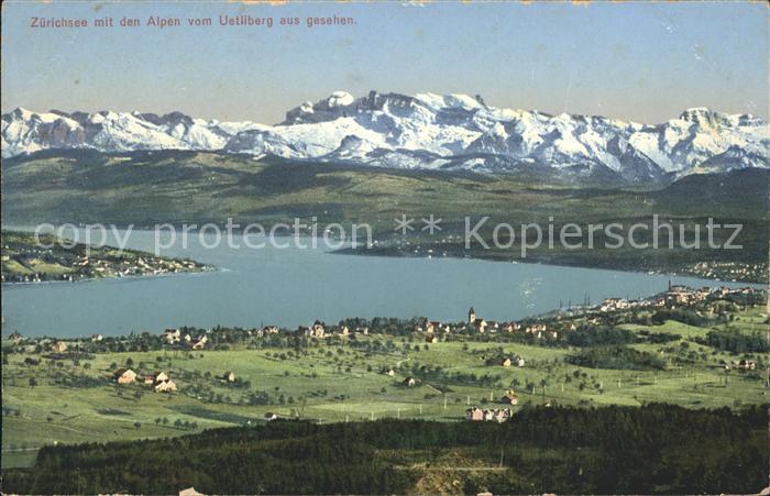 11659082 Zuerichsee mit Alpen vom Uetliberg gesehen