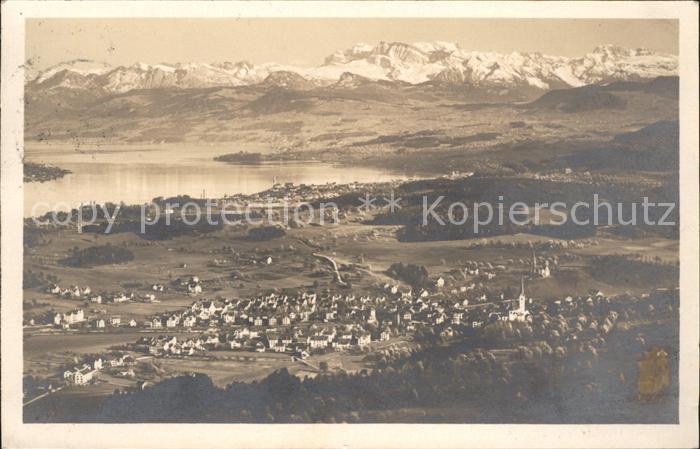 11659095 Adliswil Panorama mit Zuerichsee und Glaernischgruppe