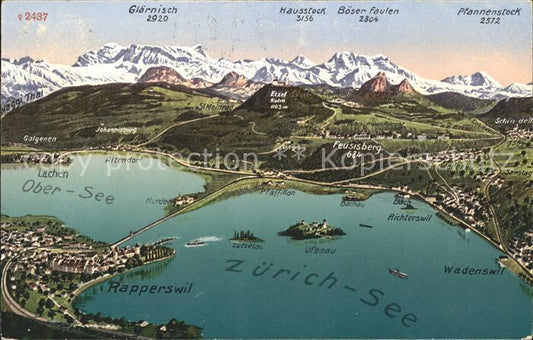 11659661 Zuerichsee und Umgebung Gebiets Panoramakarte