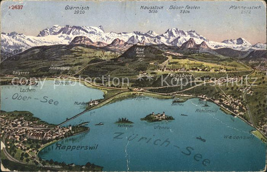 11659683 Zuerichsee und Umgebung Gebiets Panoramakarte