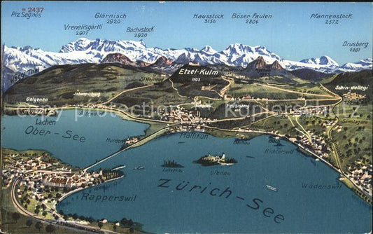 11659740 Zuerichsee und Umgebung Gebiets Panoramakarte