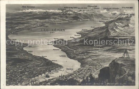 11663069 Carte panoramique Genève GE Lac Léman