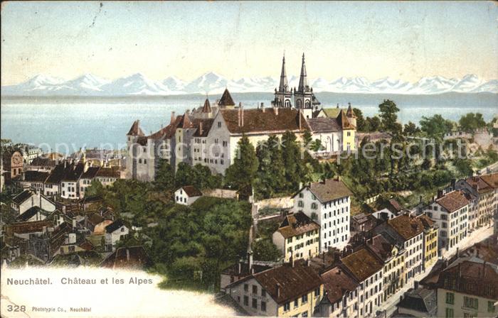 11665050 Neuchatel NE Chateau et les Alpes