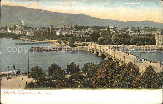 11667397 Zuerich Quaibruecken und Uetliberg