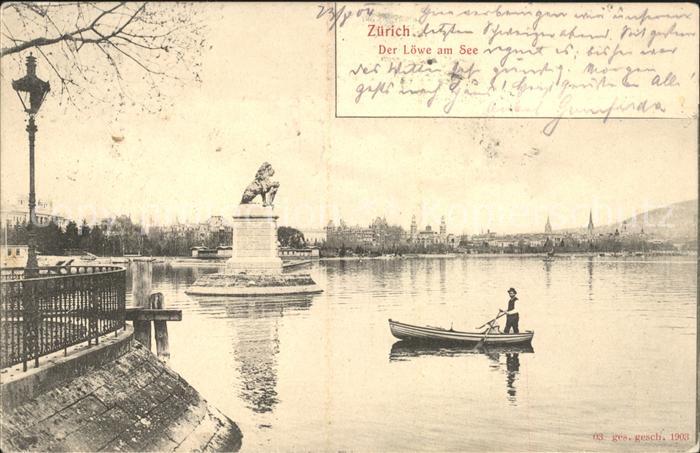 11667406 Zuerich Loewenstatue am See