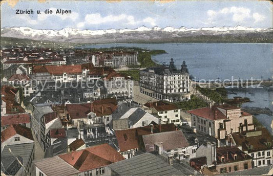 11667650 Zuerich Stadtblick mit Alpen