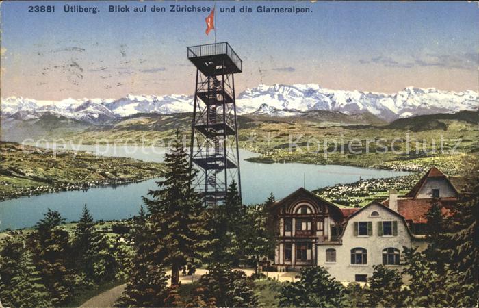 11667660 Uetliberg Zuerich Aussichtsturm mit Zuerichseeblick und Glarneralpen