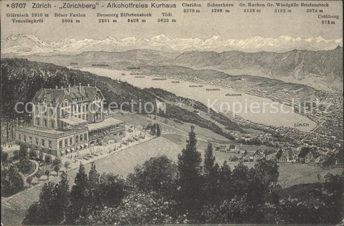 11667674 Zuerich Kurhaus Zuerichberg Zuerichsee und Alpenpanorama