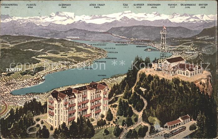 11667679 Zuerich mit Zuerichsee und Alpen Hotel Uto Kulm