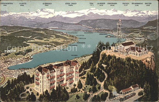 11667679 Zuerich mit Zuerichsee und Alpen Hotel Uto Kulm