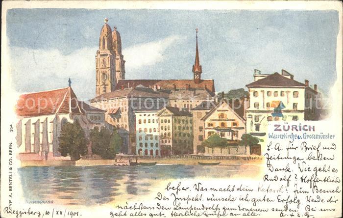 11667684 Zuerich Wasserkirche und Grossmuenster