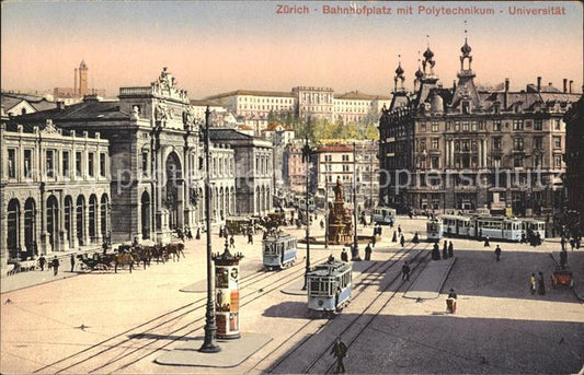 11667701 Zuerich Bahnhofplatz mit Polytechnikum und Universitaet