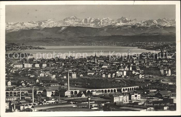 11667717 Zuerich Stadtblick mit Alpen