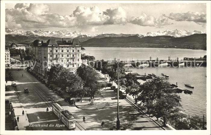 11667764 Zuerich Am Quai mit Alpen