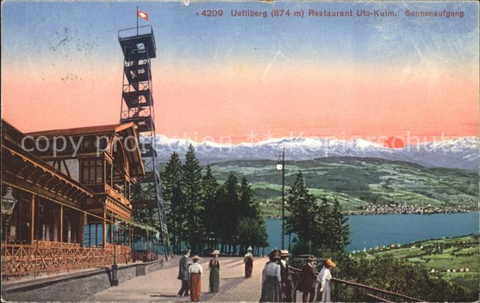 11667806 Uetliberg Zuerich Restaurant Uto Kulm Aussichtsturm Panorama mit Sonnen