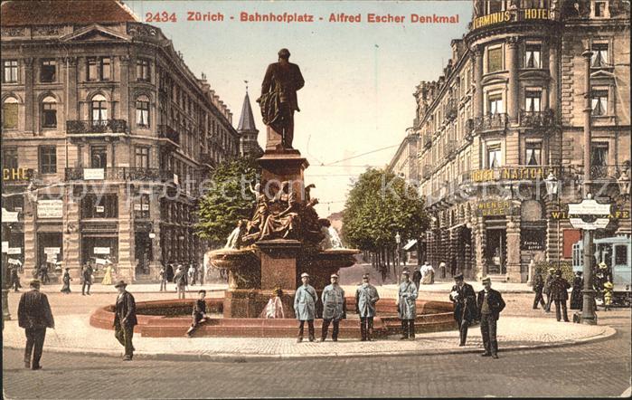 11670240 Zuerich Bahnhofplatz mit Alfred Escher Denkmal Zuerich