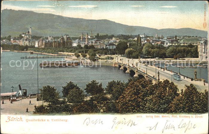 11670264 Zuerich Quaibruecke und Uetliberg Zuerich