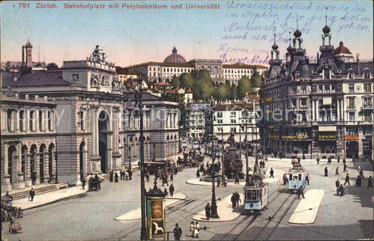 11670265 Zuerich Bahnhofplatz mit Polytechnikum und Universitaet Zuerich