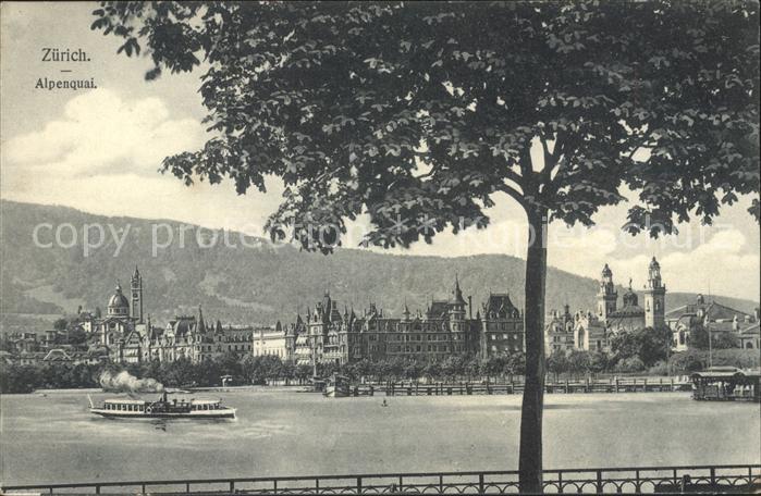 11670303 Zuerich Alpenquai mit Stadtblick Dampfer Zuerich