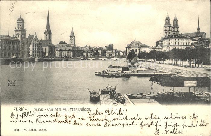 11670340 Zuerich Fraumuenster St Peter und Grossmuenster Muensterbruecke Zuerich