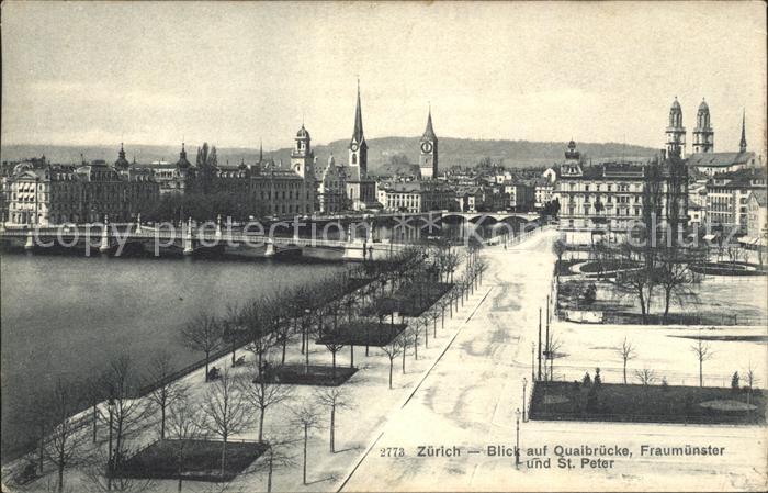 11670360 Zuerich Quaibruecke mit Fraumuenster und St Peter Zuerich