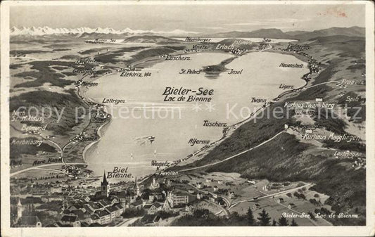 11670647 Bienne Carte panoramique en relief du lac de Bienne Bienne/Bienne