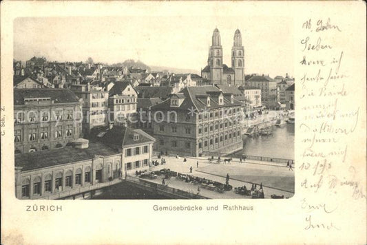 11670654 Zuerich Gemuesebruecke und Rathhaus Zuerich