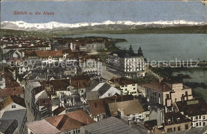 11670764 Zuerich Teilansicht mit See und Alpen Zuerich