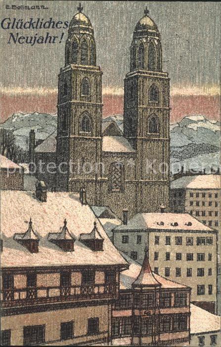 11670844 Zuerich Grossmuenster Illustration Zuerich