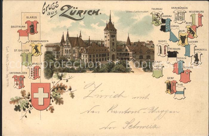 11670923 Zuerich Schweizer Landesmuseum mit Kantonswappen Zuerich