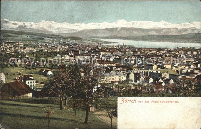 11671857 Zuerich Blick von der Waid total See Alpen Zuerich