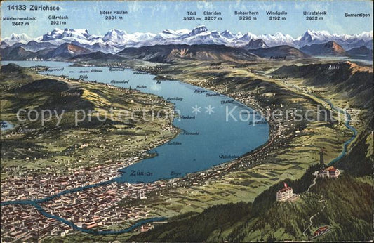 11672697 Zuerich und Umgebung Panorama Reliefkarte Zuerich