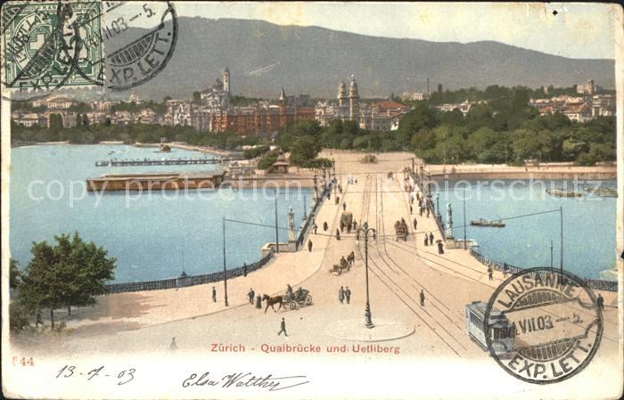 11672736 Zuerich Quaibruecke und Uetliberg Zuerich