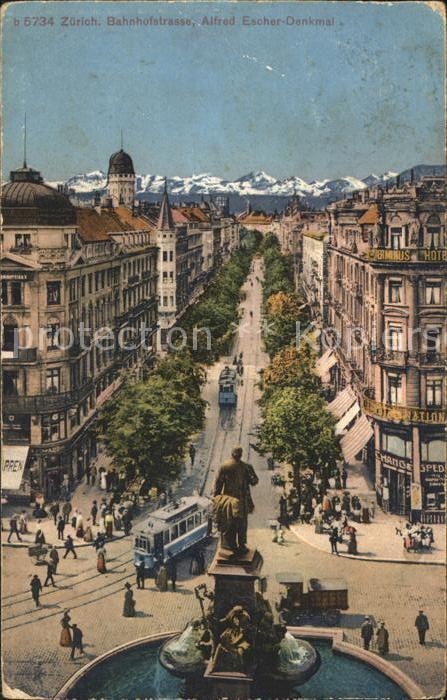 11672741 Zuerich Bahnhofstrasse Alfred Escher Monument Zuerich