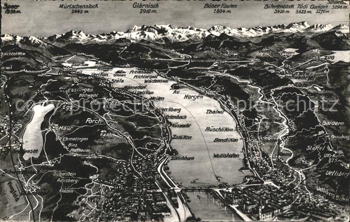 11672865 Zuerichsee und Umgebung Relief Panoramakarte Zuerich