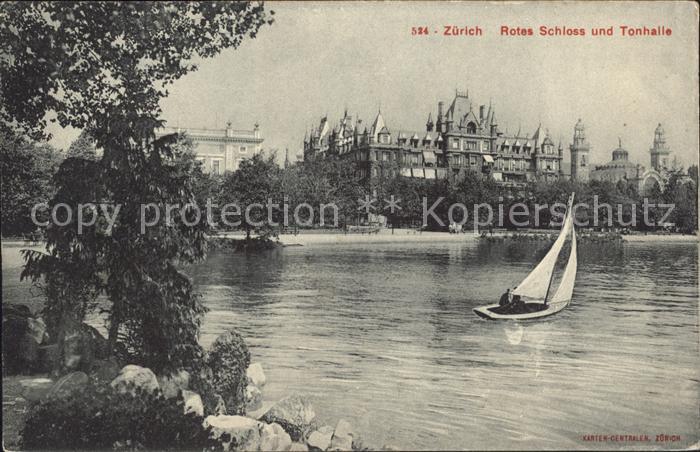 11673205 Zuerich Rotes Schloss und Tonhalle Segelboot Zuerich