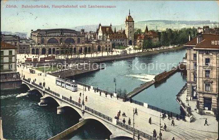 11673664 Zuerich Bahnhofsbruecke Haufpbahnhof Landesmuseum Strassenbahn Zuerich