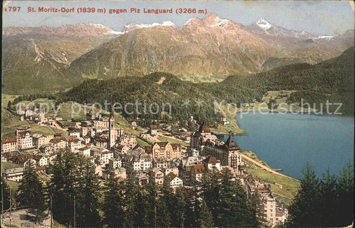 11682445 St Moritz GR avec lac et Piz Languard St. Moritz