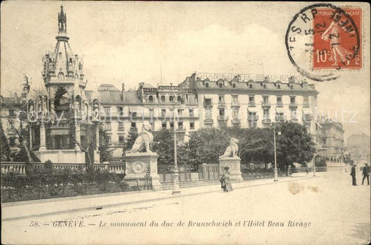 11685275 Genève GE Monument du Duc de Brunschwich Hôtel Beau Rivage cachet sur