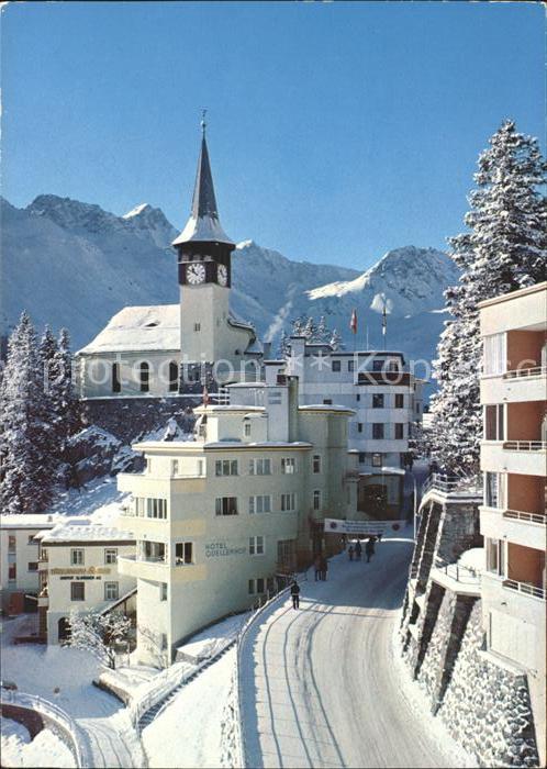 11694502 Arosa GR Dorfkirche mit Etzhorn und Rothorn Arosa