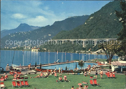 11695149 Montreux VD Vue piscine du château de Chillon et autoroute de Montreux