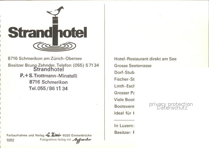 11695154 Schmerikon Strandhotel am Zuerich Obersee Gaststube Zimmer Bootshafen S