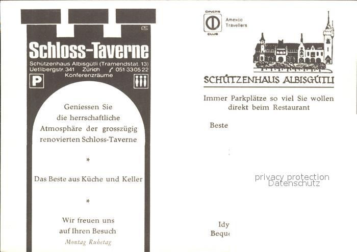 11695165 Zuerich Schloss Taverne Speisesaal Gastraum Zuerich