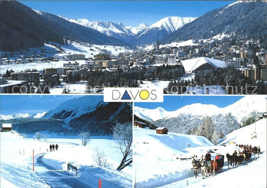 11695354 Davos GR Sentier de randonnée panoramique Davosersee Promenade en traîneau Davos Platz