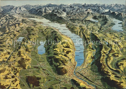 11698540 Zuerich mit Zuerichsee Panoramakarte Zuerich