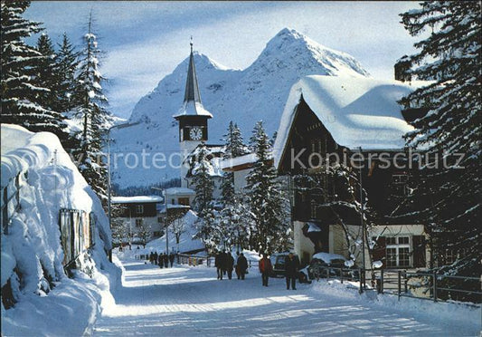 11698606 Arosa GR Église du village Thierfluh et Furkahorn Arosa