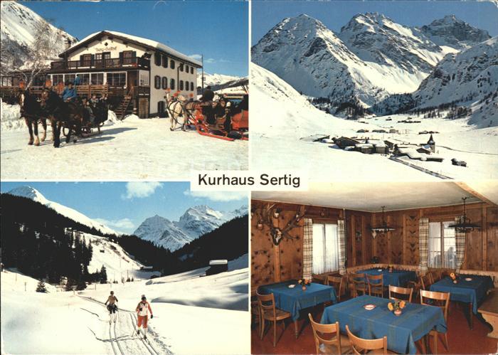 11701213 Davos GR Kurhaus Sertig Traîneau tiré par des chevaux Panorama Davos Platz