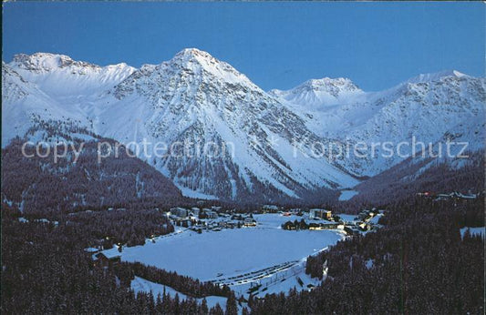 11701241 Arosa GR Crépuscule d'hiver à Obersee avec Schiesshorn Valbellahorn Arosa