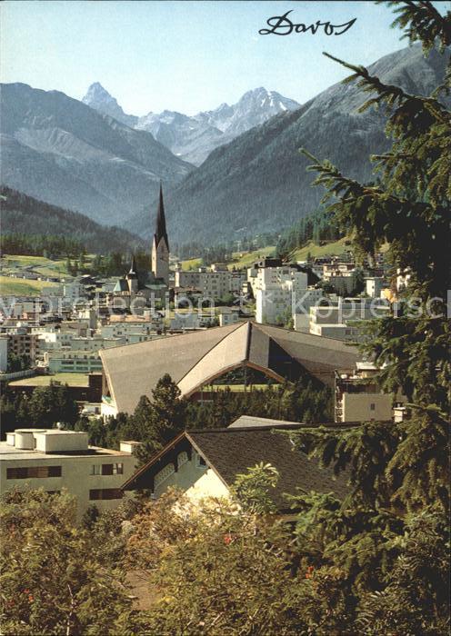 11701264 Davos GR avec Tinzenhorn et Piz Mitgel avec la nouvelle patinoire de Davos Platz