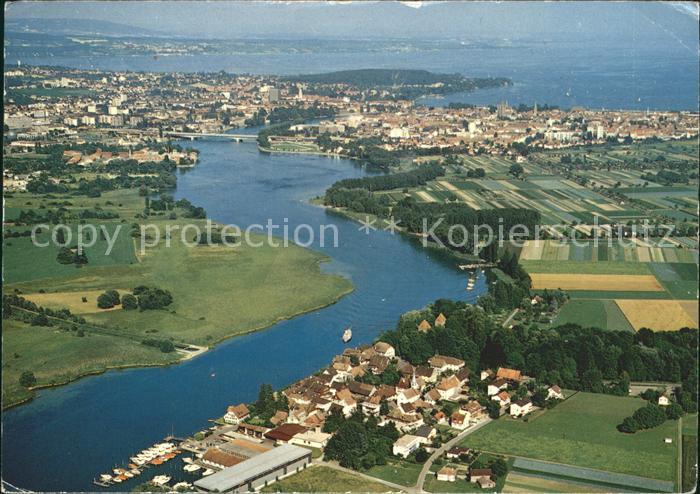 11713098 Gottlieben Fliegeraufnahme mit Rhein Konstanz und Bodensee Gottlieben